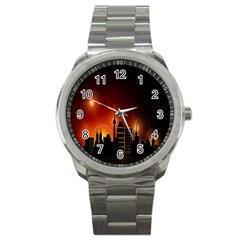 Gold Golden Skyline Skyscraper Sport Metal Watch by BangZart