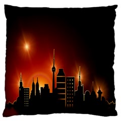 Gold Golden Skyline Skyscraper Large Cushion Case (one Side) by BangZart
