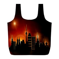 Gold Golden Skyline Skyscraper Full Print Recycle Bags (l)  by BangZart