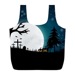 Halloween Landscape Full Print Recycle Bags (l)  by Valentinaart