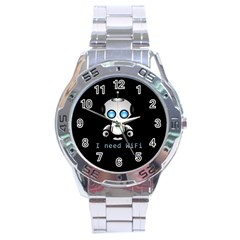 Cute Robot Stainless Steel Analogue Watch by Valentinaart