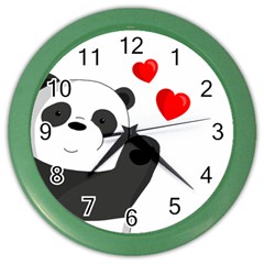 Cute Panda Color Wall Clocks by Valentinaart