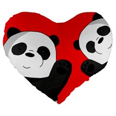 Cute Pandas Large 19  Premium Heart Shape Cushions by Valentinaart