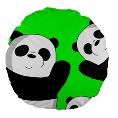 Cute Pandas Large 18  Premium Flano Round Cushions by Valentinaart