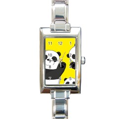 Cute Pandas Rectangle Italian Charm Watch by Valentinaart