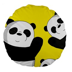 Cute Pandas Large 18  Premium Flano Round Cushions