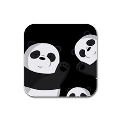 Cute Pandas Rubber Square Coaster (4 Pack)  by Valentinaart