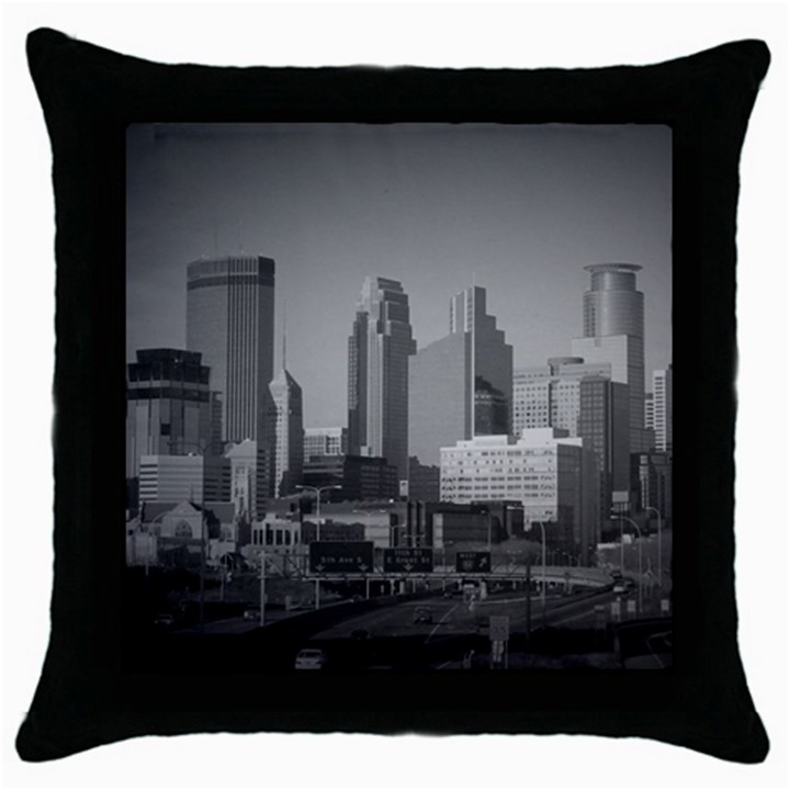 Minneapolis Minnesota Skyline Throw Pillow Case (Black)