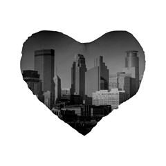 Minneapolis Minnesota Skyline Standard 16  Premium Flano Heart Shape Cushions by BangZart