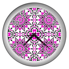 Oriental Pattern Wall Clocks (silver)  by BangZart