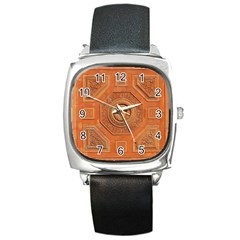 Symbolism Paneling Oriental Ornament Pattern Square Metal Watch by BangZart