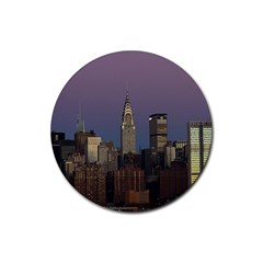 Skyline City Manhattan New York Rubber Coaster (round)  by BangZart