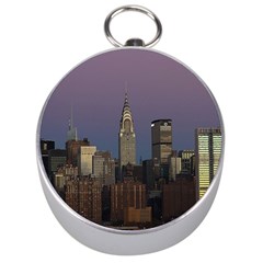 Skyline City Manhattan New York Silver Compasses