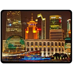 Shanghai Skyline Architecture Double Sided Fleece Blanket (large) 