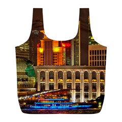 Shanghai Skyline Architecture Full Print Recycle Bags (l)  by BangZart