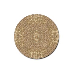 Ornate Golden Baroque Design Rubber Round Coaster (4 Pack)  by dflcprints