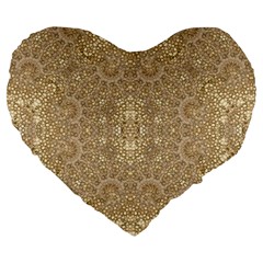 Ornate Golden Baroque Design Large 19  Premium Heart Shape Cushions by dflcprints