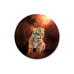 Cute Little Tiger Baby Magnet 3  (round) by FantasyWorld7