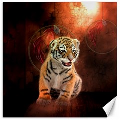 Cute Little Tiger Baby Canvas 16  X 16   by FantasyWorld7