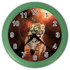 Cute Little Tiger Baby Color Wall Clocks by FantasyWorld7