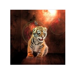 Cute Little Tiger Baby Small Satin Scarf (square)  by FantasyWorld7