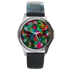 Squiggly Abstract B Round Metal Watch