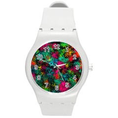 Squiggly Abstract B Round Plastic Sport Watch (M)