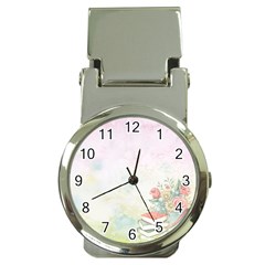 Romantic Watercolor Books And Flowers Money Clip Watches