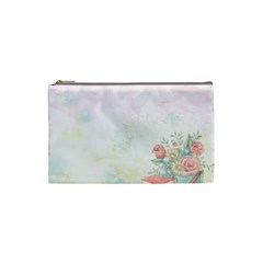 Romantic Watercolor Books And Flowers Cosmetic Bag (small)  by paulaoliveiradesign