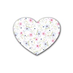 Floral Cute Girly Pattern Rubber Coaster (heart) 