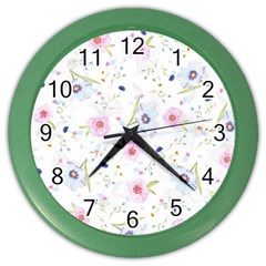 Floral Cute Girly Pattern Color Wall Clocks by paulaoliveiradesign