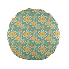 Seamless Pattern Blue Floral Standard 15  Premium Round Cushions by paulaoliveiradesign