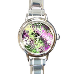 Awesome Fractal 35d Round Italian Charm Watch
