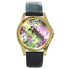 Awesome Fractal 35d Round Gold Metal Watch