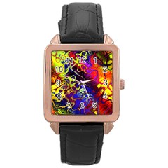 Awesome Fractal 35c Rose Gold Leather Watch 