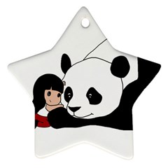 Girl And Panda Star Ornament (two Sides) by Valentinaart