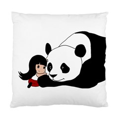 Girl And Panda Standard Cushion Case (one Side) by Valentinaart