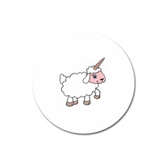 Unicorn Sheep Magnet 3  (round) by Valentinaart