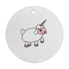 Unicorn Sheep Round Ornament (two Sides) by Valentinaart