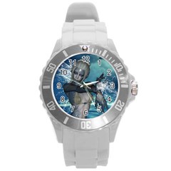 The Wonderful Water Fairy With Water Wings Round Plastic Sport Watch (l)