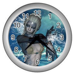 The Wonderful Water Fairy With Water Wings Wall Clocks (silver) 