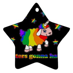 Unicorn Sheep Star Ornament (two Sides) by Valentinaart