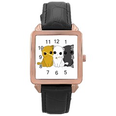 Cute Cats Rose Gold Leather Watch  by Valentinaart