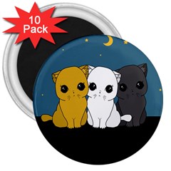 Cute Cats 3  Magnets (10 Pack) 