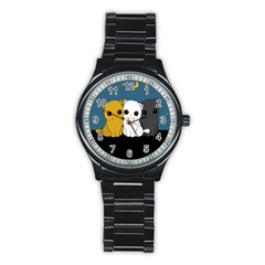 Cute Cats Stainless Steel Round Watch