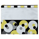 Black, Gray, Yellow Stripes and Dots Cosmetic Bag (XXXL)  Front