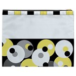 Black, Gray, Yellow Stripes and Dots Cosmetic Bag (XXXL)  Back