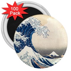 The Classic Japanese Great Wave Off Kanagawa By Hokusai 3  Magnets (100 Pack)