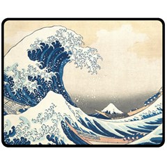 The Classic Japanese Great Wave Off Kanagawa By Hokusai Double Sided Fleece Blanket (medium)  by PodArtist