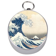 The Classic Japanese Great Wave Off Kanagawa By Hokusai Silver Compasses by PodArtist